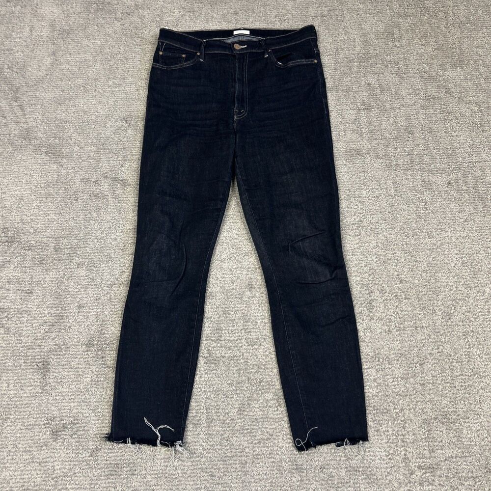 Mother Jeans Womens 31 The Swooner Crop Fray Too Good To Be True Stretch Dark